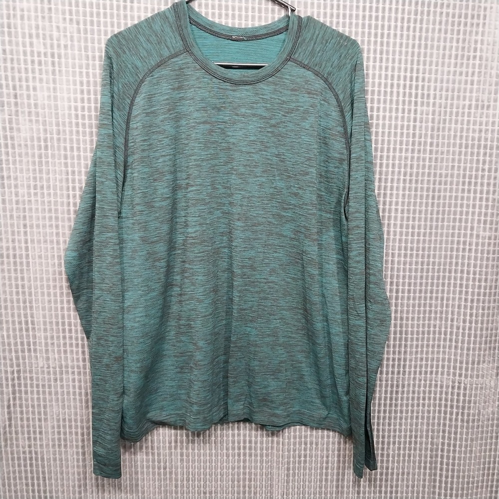 Lululemon Mens Metal Vent Tech Long Sleeve Space Dye L Teal Black